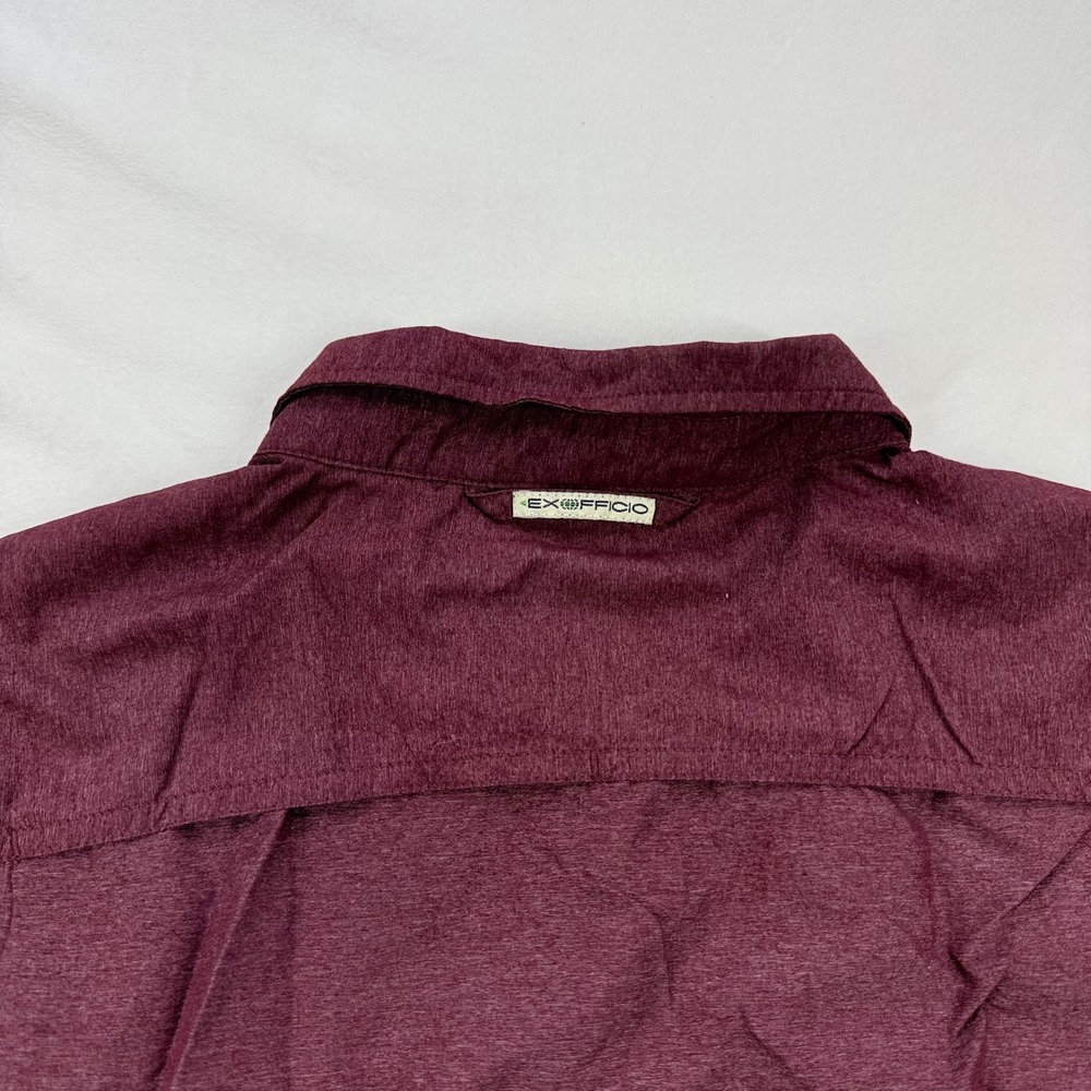 ExOfficio Womens Large Burgundy Long Sleeve Roll Tab Hiking Travel Shirt - Picture 2 of 9